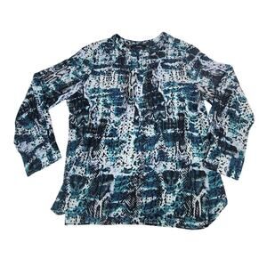 Apt. 9 PXL Zipper Blue/Black Long Sleeve Shirt